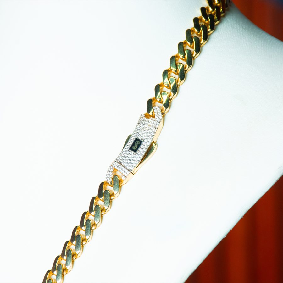 MONACO CLASSIC PAVE BLANCO — cadenas en oro, vista 3