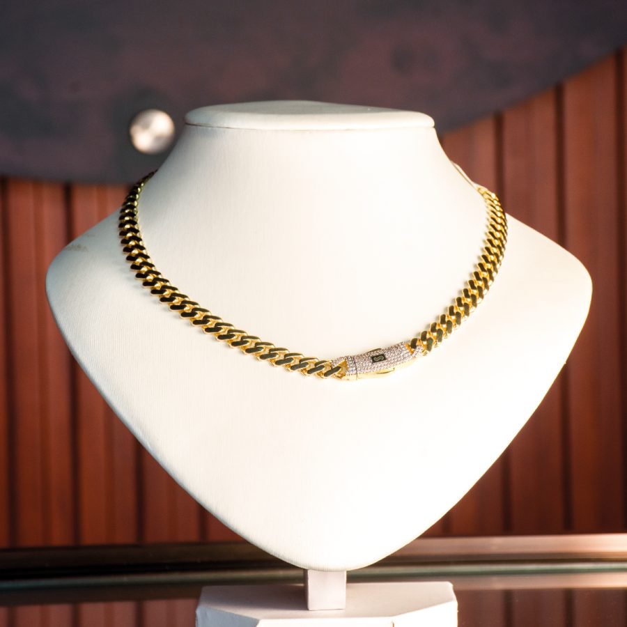 MONACO CLASSIC PAVE BLANCA — cadenas en oro