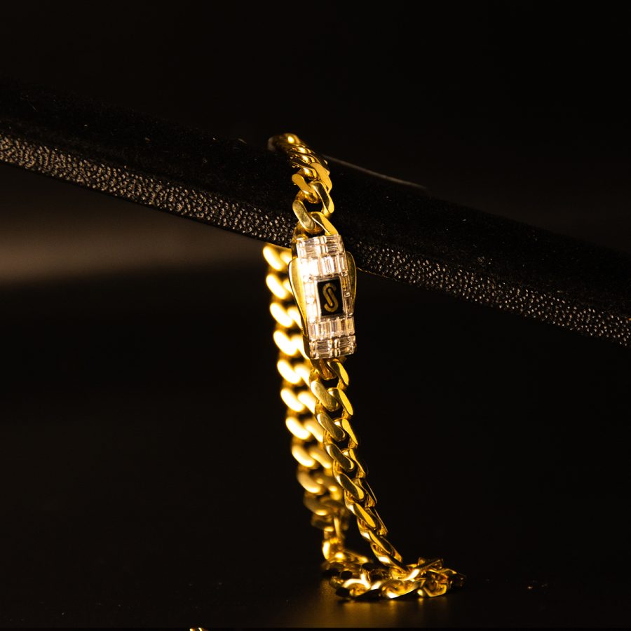 Monaco Chain Pulso Baguette Blanco — pulseras en oro