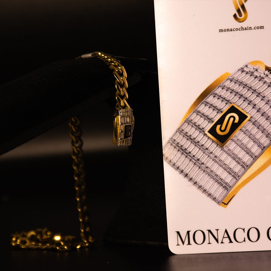 Monaco Chain Pulso Baguette Blanco — pulseras en oro, vista 2