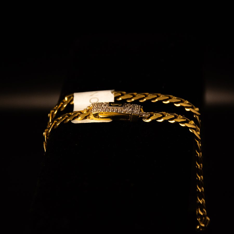 Monaco Chain Pulso Pave Blanco — pulseras en oro
