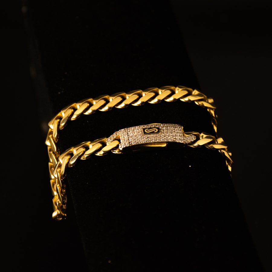 Monaco Chain Pulso Pave Blanco — pulseras en oro