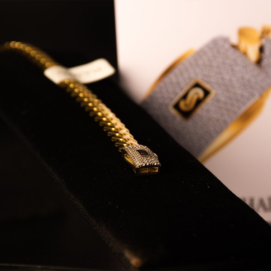 Monaco Chain Pulso Pave Blanco — pulseras en oro, vista 2