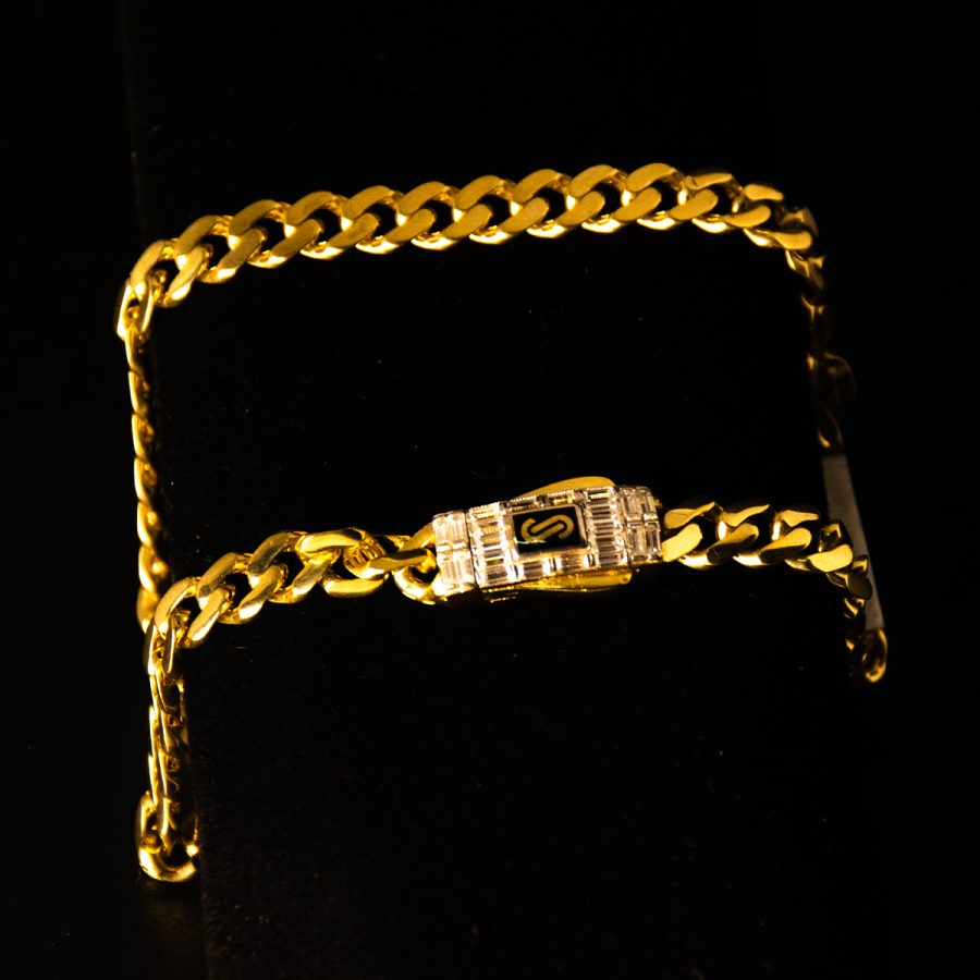 Monaco Chain Pulso Baguette Blanco — pulseras en oro