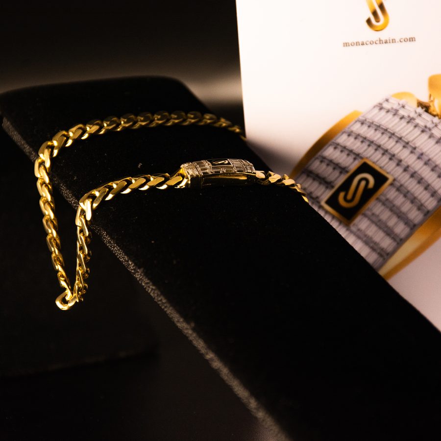 Monaco Chain Pulso Baguette Blanco — pulseras en oro, vista 2