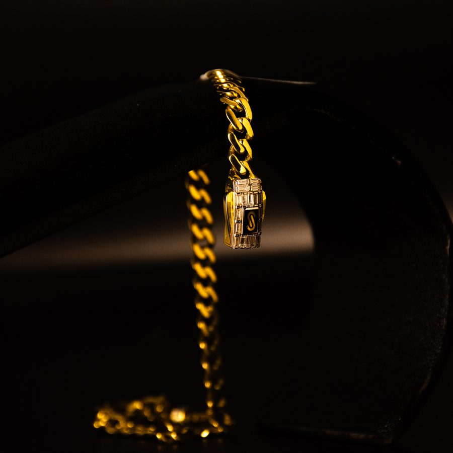 Monaco Chain Pulso Baguette Blanco — pulseras en oro, vista 3